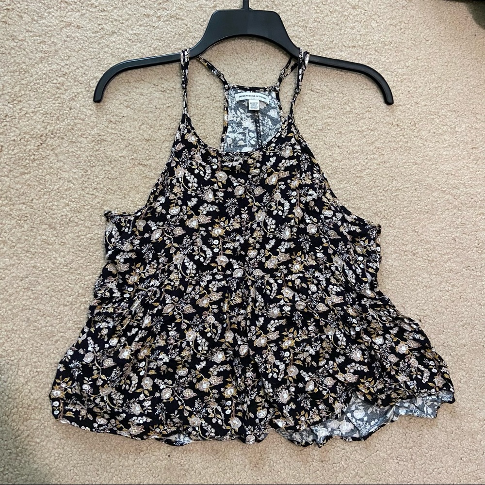 Strappy floral print tank top